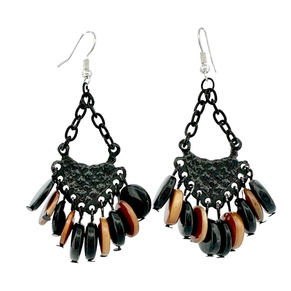 ๐ธ3/$15๐ธ Black and Brown Chandelier Earrings - Picture 1 of 2